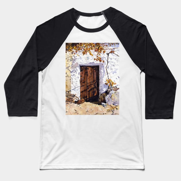 Puerta Rustica - Old Door Baseball T-Shirt by margaretmerry